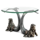 Mermaid Duet Table Server Candle Holder Aluminum Glass Coastal Nautical Decor