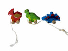 Dinosaur Wooden Pull Toy Vintage Small  Set Of 3