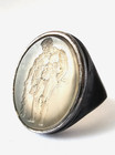 Ancient Roman Greek Ring Hercules Silver Gemstone Intaglio Seal Authentic