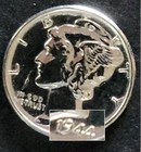 Usa - 1 Dime - 1944 - No Mintmark - 1 Mercury Dime - 90  Silver - 10c Off Strike
