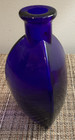 Vintage Blown Art Glass Bottle Vase Cobalt Blue Mcm 3-sided Triangle 5 75  Tall