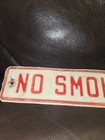 Vintage No Smoking Metal Sign Red Letters 11  X 2 1 2  Tin Embossed Plate