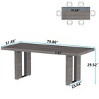 70 8 Inch Dining Table  Rustic Farmhouse Kitchen Table For 6-8 People  Large    