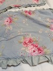 2 Simply Shabby Chic Hydrangea Pair Of King  Shams Ruffled Pink On Blue Cotton