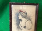 Antique Victorian Era Portrait Illustration Beautiful Girl Dated 1908