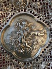 800 Silver Repousee Cherub Basket With Reticulated Edges 