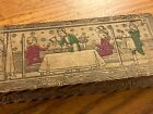 Vtg Antique Wooden Pyrography Burnt Tramp Art Scene Restaurant Waiter
