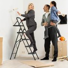 4-step Ladder  400lbs Max Load  Folding Step Stool With Tool Tray  Anti-slip    