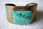 Cuff Bracelet Sterling Silver Turquoise 64 Grams Size 6 25 Vintage C  70 s-80 s