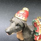 Dachshund Dog Wearing Hat Christmas Ornament Wrapped Present Resin