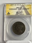 1847 Braided Hair Late Large Cent Us Copper Coin