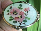 Norwegian Silver Enamel Brooch Sterling Vintage Floral Large Arne Nordlie Norway