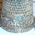 Antique Simons Bros Sterling Silver Thimble Windmill Cabin Scene No Monogram