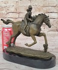 Wonderful Pure Bronze Horse And Jockey Racehorse Statue Sculpture Artwork Sale