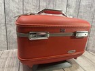 Vintage American Tourister Red Makeup Toiletry Case     Tray   Mirror Pouch