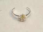 7mm 2tone 925 Silver Yellow Gold Plated Matted Hawaiian Hibiscus Flower Toe Ring