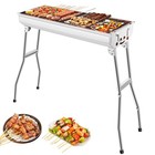 Folding Bbq Grill Barbeque Grill Stainless Steel Outdoor Charcoal Large Portable