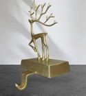 Pottery Barn Brass Sculpted Merry Reindeer Stocking Holder Hanger Gold Small