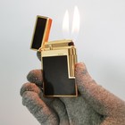 Ligne 2 Dual Soft Flame Lighters Black Lacquer Refill For Smoking Cigarette Gift