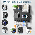 Key Holder Wall Mount 11-in-1 Mail Organizer 5 Key Hooks For Wall Metal Mail Hol
