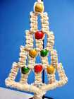 Vintage Macrame Christmas Tree Ornament Wooden Beads 7 5  Ivory String Boho
