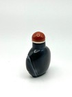 Vintage Black Agate Snuff Bottle With Interesting White Bands
