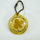 Vtg 4 Leaf Clover Key Chain Authentic Genuine Golden Good Luck Charm Keychain