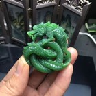 100  Chinses Hetian Jade Hand-carved Chinese Dragon Necklace Pendant Amulet