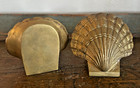 Vintage Heavy Thick Solid Brass Seashell Clam Bookends Mcm Art Deco Nautical 4   