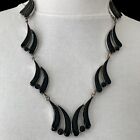 Vtg Mexican Alpaca Onyx Abalone Inlay Silver Reversible Necklace Handmade