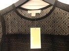 Michael Kors Xs Black Lace Knee Length Cocktail Party Evening Dress Long Sleeve