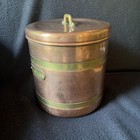 Vintage Solid Copper   Brass Cookie Jar - Nickel Lined W  Aged Patina   7   x6 5   