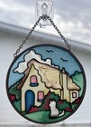 Vintage Stained Glass Metal Sun Catcher Suncatcher  Welcome House W kitten 