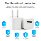 5x White 1a Usb Power Adapter Ac Home Wall Charger Us Plug For Iphone 5 6 7 8 X