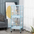 55  2-in-1 Large Steel Bird Aviary Cage For Finches Budgies With Wheels Blue
