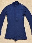 Vintage 60s 70s Ami Mod Gogo Hot Pants Romper Sailor Shorts Mock Neck Navy Xs
