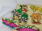 Wooden Zoo Animals Peg Puzzle 9 Pcs 11 5 X 8 5    Monkey Lion Elephant Zebra  