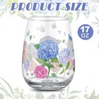 2pcs Floral Stemless Wine Glasses 17oz Hydrangea Drinking Cups Glasses Spring