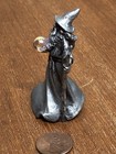 Vintage Fantasy Pewter Wizard Staff 1980s W  Crystal Ball Elminster Merlin Mage