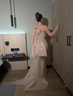 Elegant Vintage Sweet Crystal Mermaid Bow Backless Prom Dress Evening Party Gown