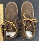 Vintage Pair Of Dark Brown Leather Moccasins Size 6 1 2