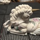     Vtg  1989 Unicorn Ceramic Figurine With Flowers