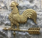 Strutting Rooster On Weathervane  Brass Wall Mount Chicken Country Decor Vintage