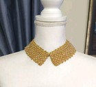 Vintage Crochet   Beaded Gold Pearl Necklace Collar