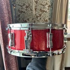 Vtg 1960s Ludwig Snare Drum 14    6 Lug 723119 Red Pioneer Sparkle Keystone W bag