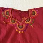Vintage Hand Embroidered Mexican Oaxacan Peasant Top Sleeveless Cotton Red Sz M