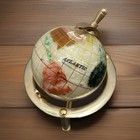 Semi-precious Gemstone 6 Inch Rotating World Globe Map Ocean Brass Desk Shelf
