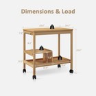 3 Tier Bamboo Rolling Cart W wheels Small Coffee Cart Shelf Rack Organizer