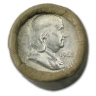 90  Silver Franklin Halves  10 20-coin Roll Bu  bank Wrapped 