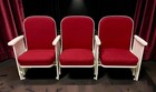 3 Theater Seats  Vintage Red Upholstered Tip-up Cinema Auditorium Seating  A50